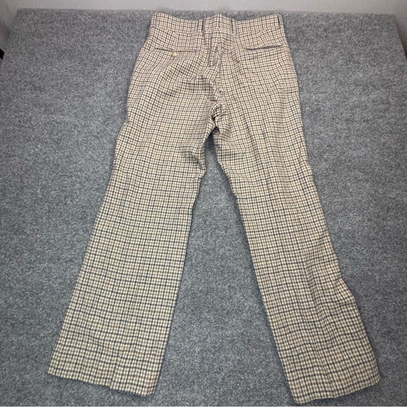 VTG Pendleton Wool Pants 32x29 60s 70s Beige Blue Plaid Check Trousers USA Made - Picture 14 of 16